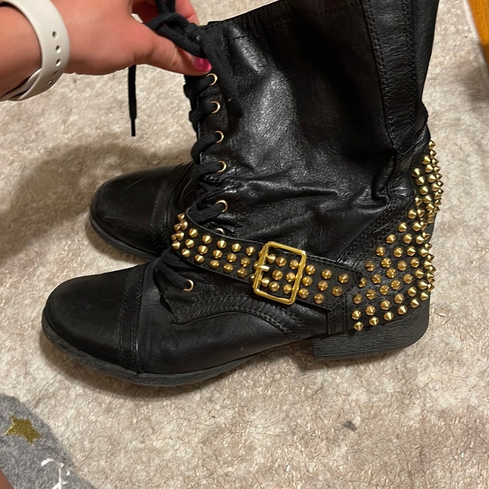Leather combat boots